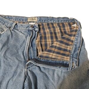 LLBean Classic Fit Flannel Lined Jeans Mens 38x29 Denim Straight Leg